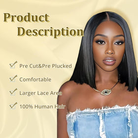 GUDOZO Bob Wig pre-plucked natural hairline enables easy styling