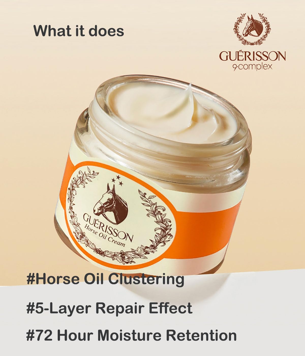 Guerisson 9 Complex Cream on skin for a dewy, radiant finish.