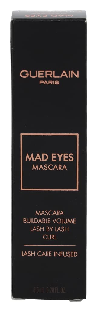 Guerlain Mad Eyes Mascara close-up shows dramatic, lifted lashes.