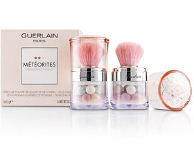 Guerlain Météorites Travelling Pearls light open jar highlighting subtle luminosity for touchups.