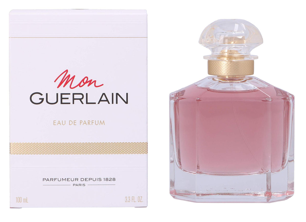 Mon Guerlain spray action capturing the moment of fragrance release