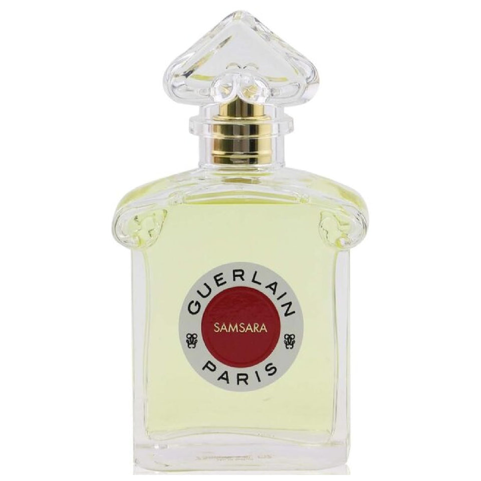 Guerlain Samsara bottle pour, hinting at lasting elegance for all-day wear