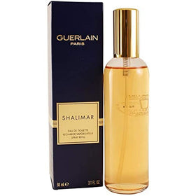 Guerlain Shalimar refill bottle 93 ml showcases elegant packaging for extended fragrance wear.