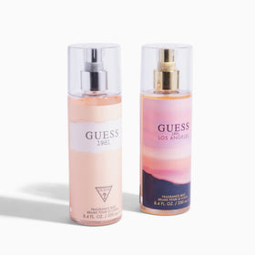 GUESS 1981 Los Angeles body mist displayed on vanity for daily use.
