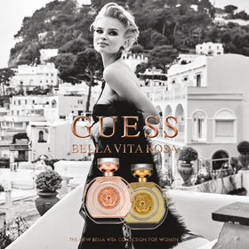 GUESS Bella Vita Rosa EDT full product display emphasizes pink, playful vibe