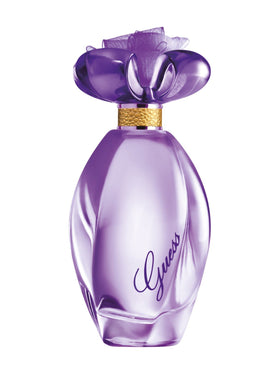 Guess Girl Belle bottle closeup, emphasizing the floral heart for evening allure.