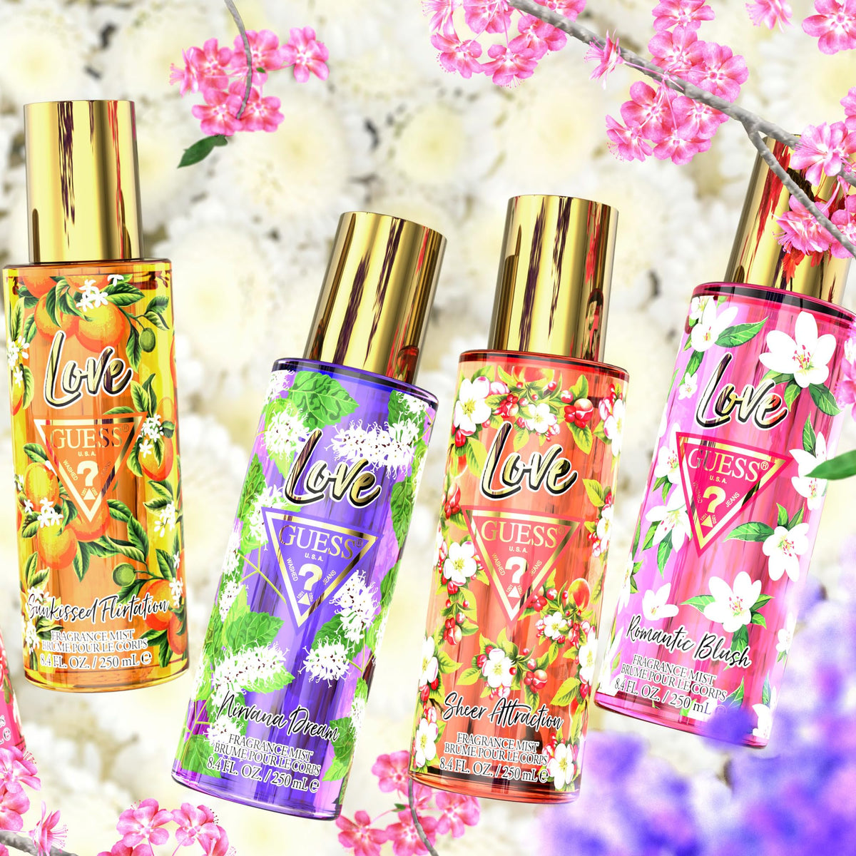 Guess Love Sheer Attraction mist packaging highlights portable fragrance