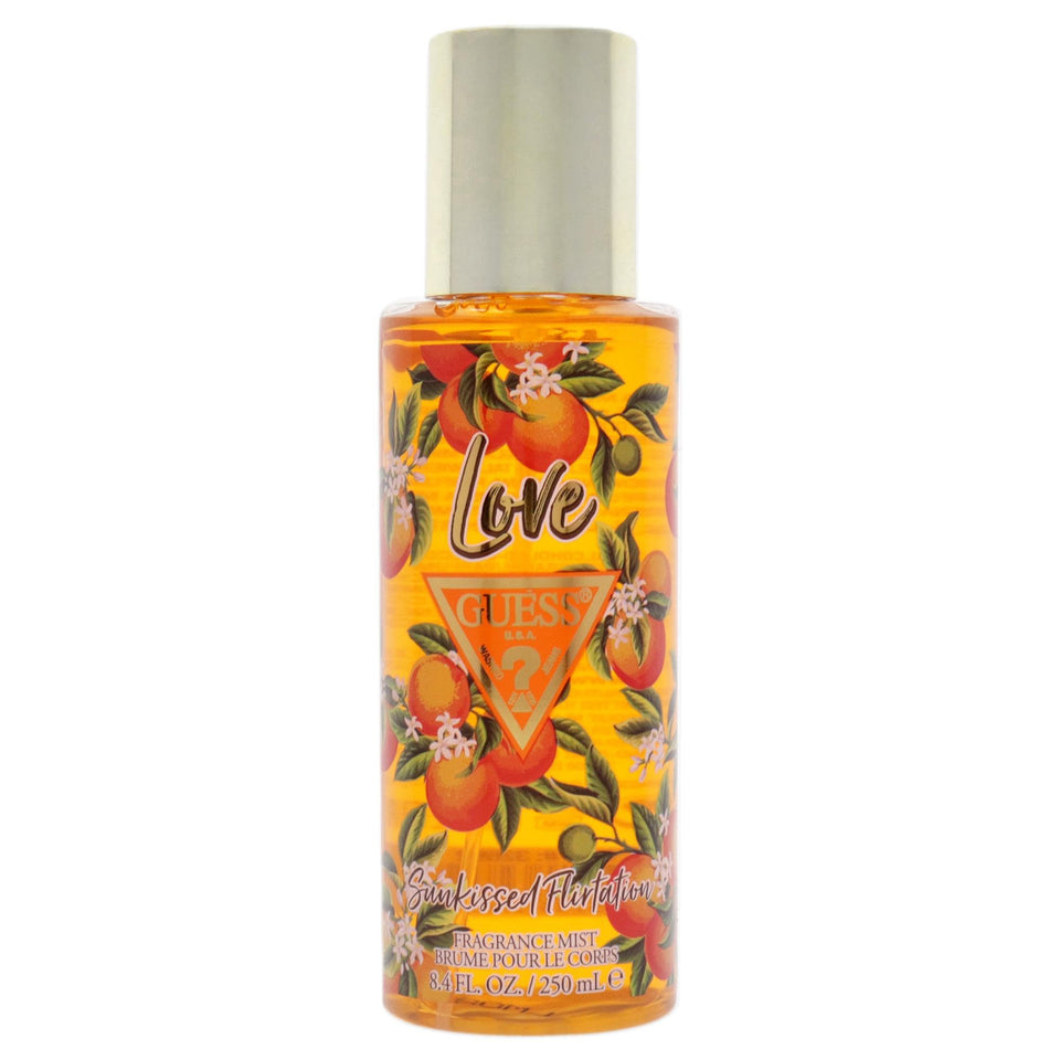 GUESS Love Sunkissed Flirtation Mist bottle top view, for daily freshness