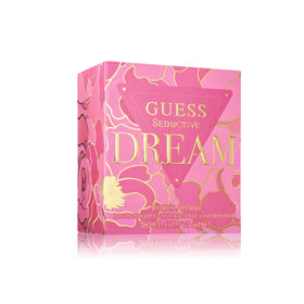 Guess Seductive Dream bottle closeup, pear and bergamot notes highlighted.