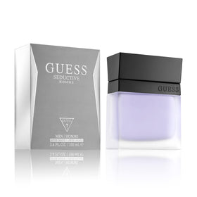 GUESS Seductive Homme bottle close-up showing bold, sophisticated packaging.