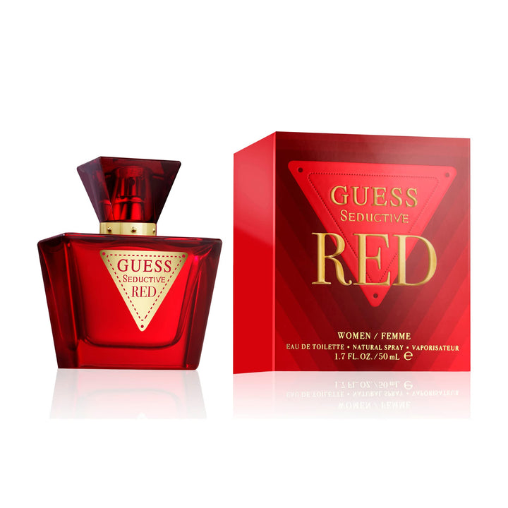 Guess Seductive Red bottle front view highlights bold packaging for evening allure
