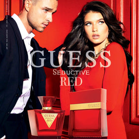 Guess Seductive Red flacon closeup reveals luxurious glass and vibrant color