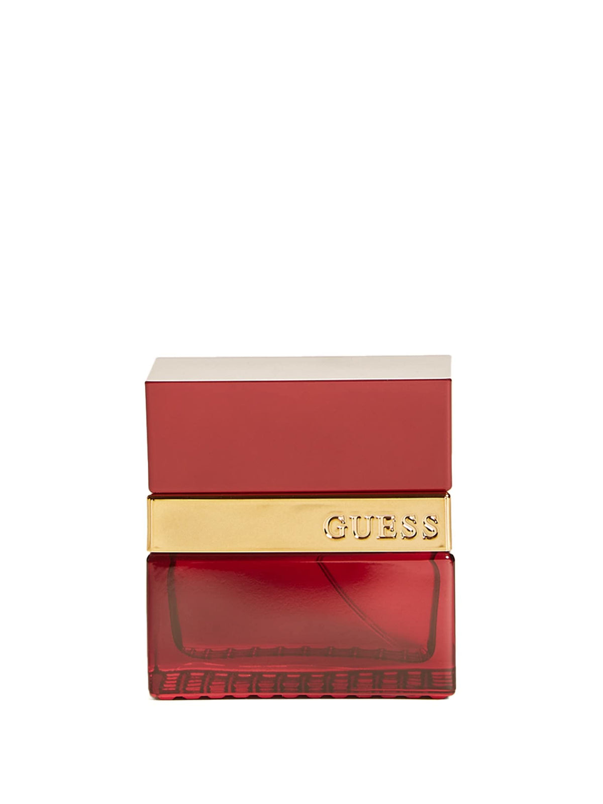 Guess Seductive Red for Men bottle cap close-up highlighting warm vanilla and spice notes