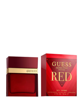 Guess Seductive Red for Men bottle front view, bold aroma preview for evening wear