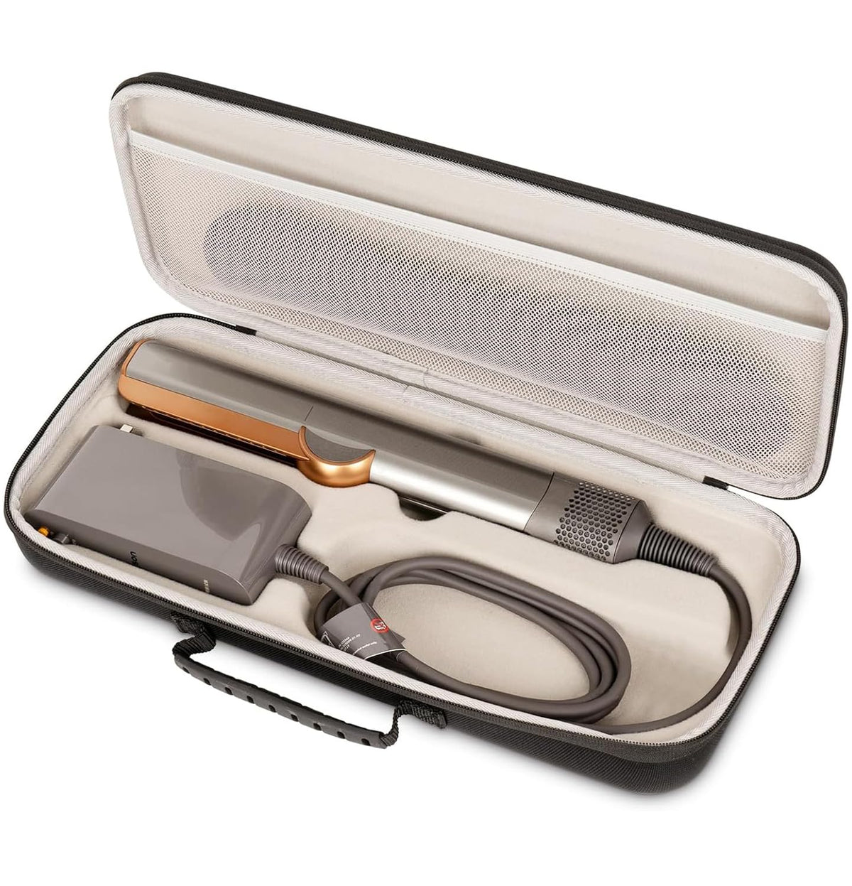 Guganas hard travel case exterior protects Dyson Airstrait HT01 during travel