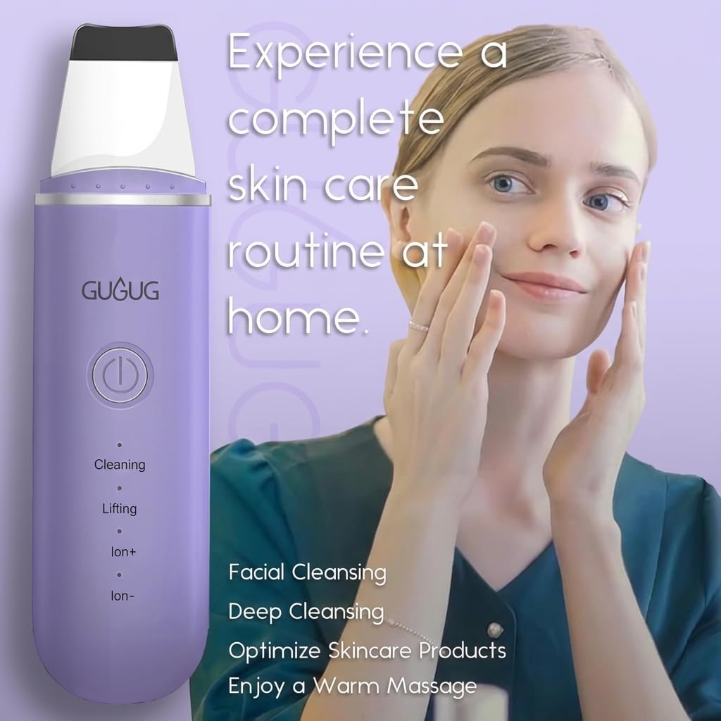 GUGUG Skin Scrubber demonstrates deep cleansing mode for clearer pores.