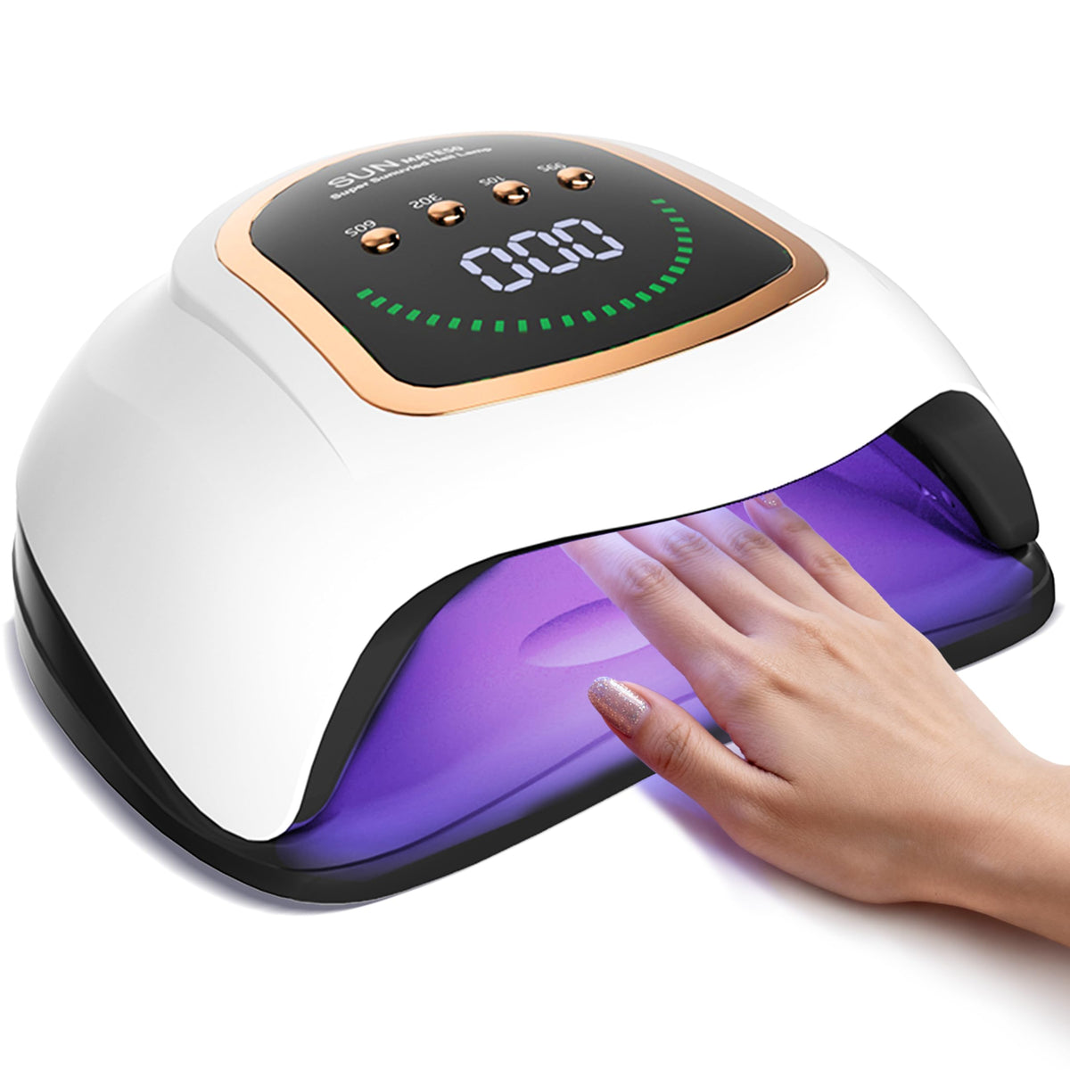 Gugusure Upgrade UV Nail Lamp front view for quick, even gel curing