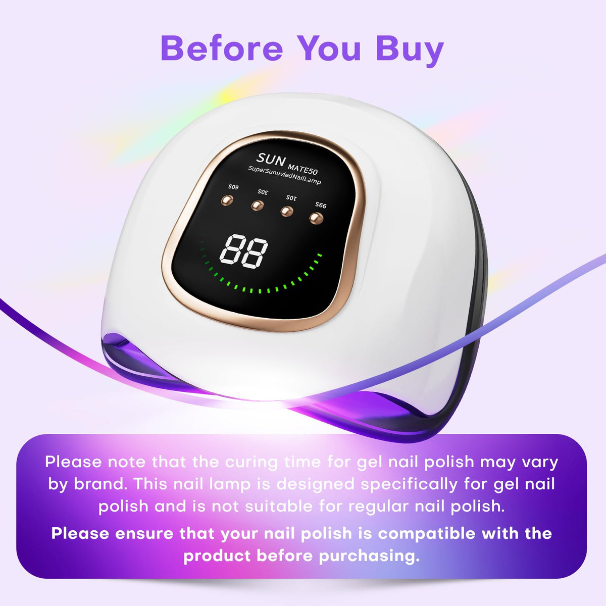 Gugusure Upgrade UV Nail Lamp hand inside showing spacious curing chamber