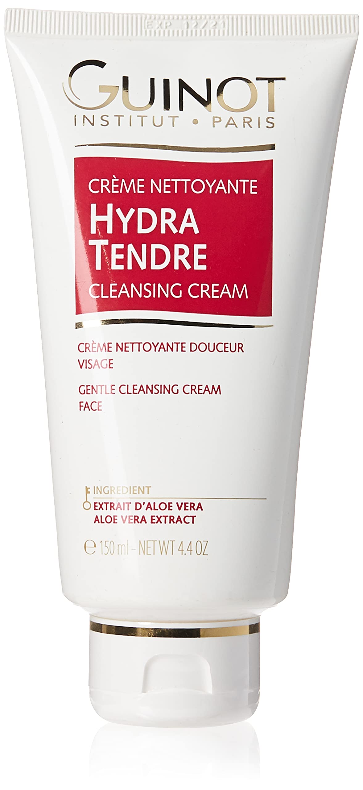 Guinot Hydra Tendre cleanser bottle demonstrating gentle cleansing for all skin types.
