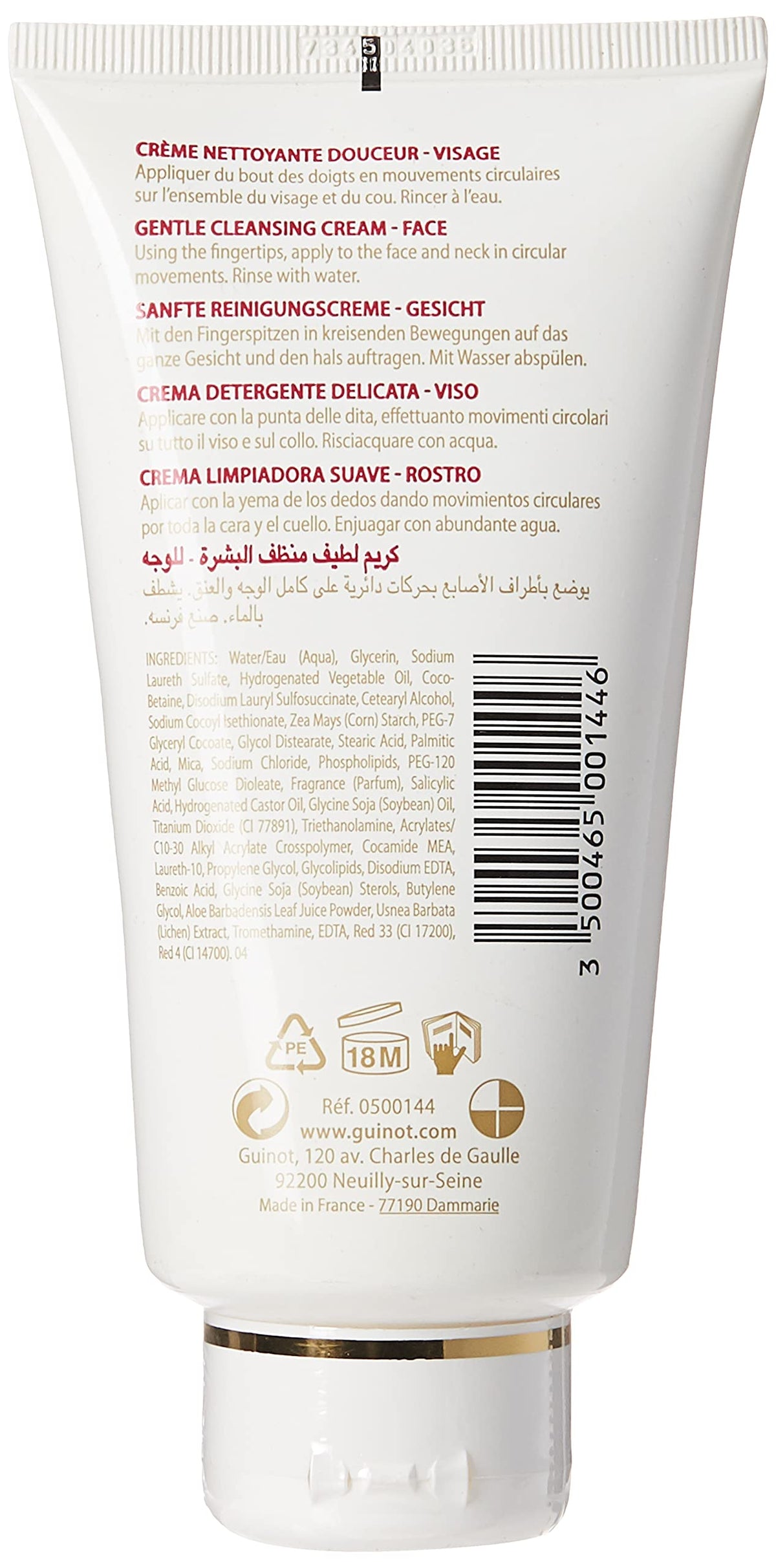 Guinot Hydra Tendre cleanser packaging showing hydrating formula for daily use.