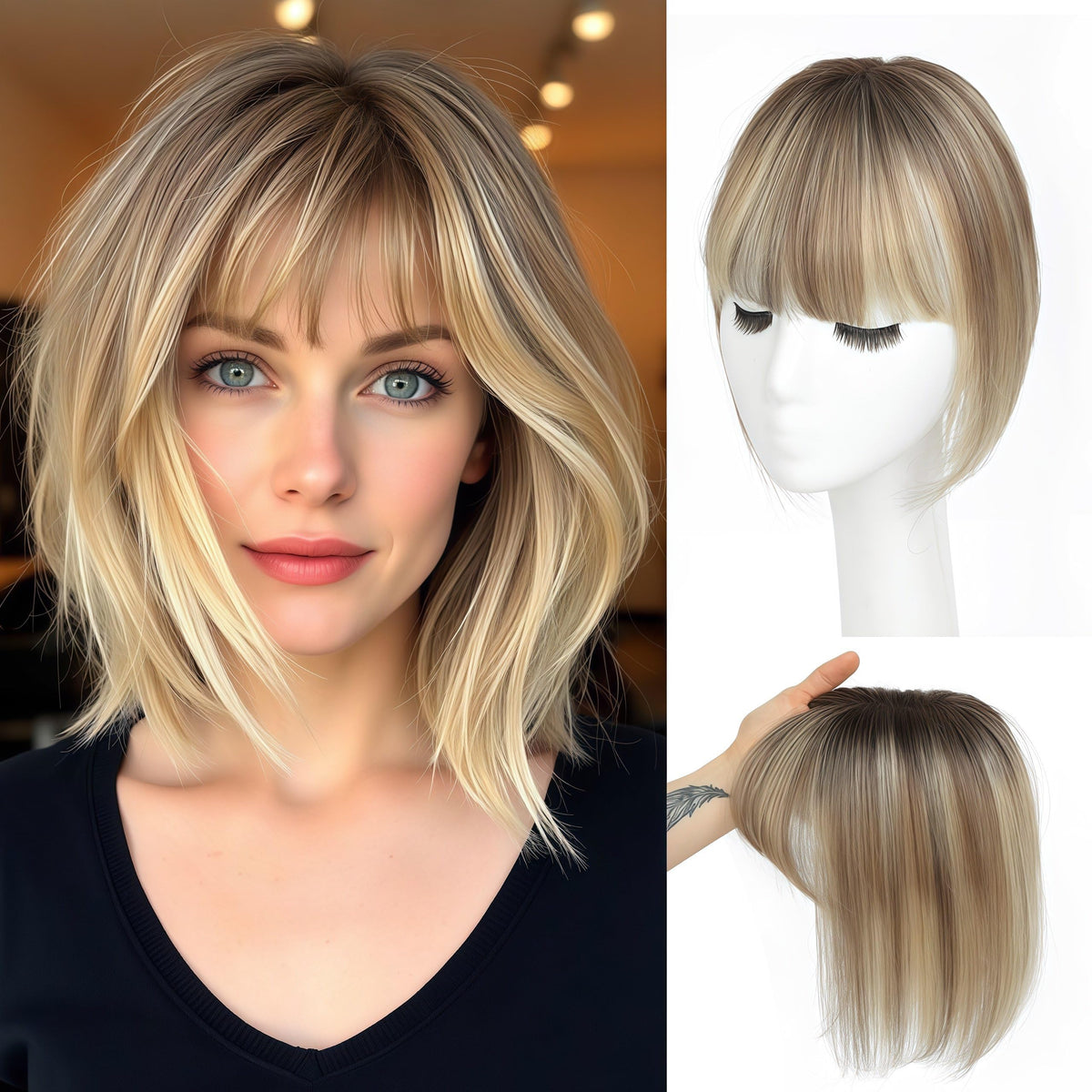GULALUUK hair topper 10-inch Swiss base for natural look and secure fit.