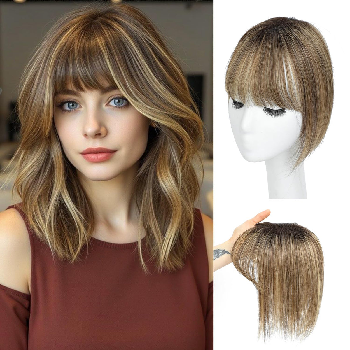 GULALUUK hair toppers with bangs for a seamless daily look.