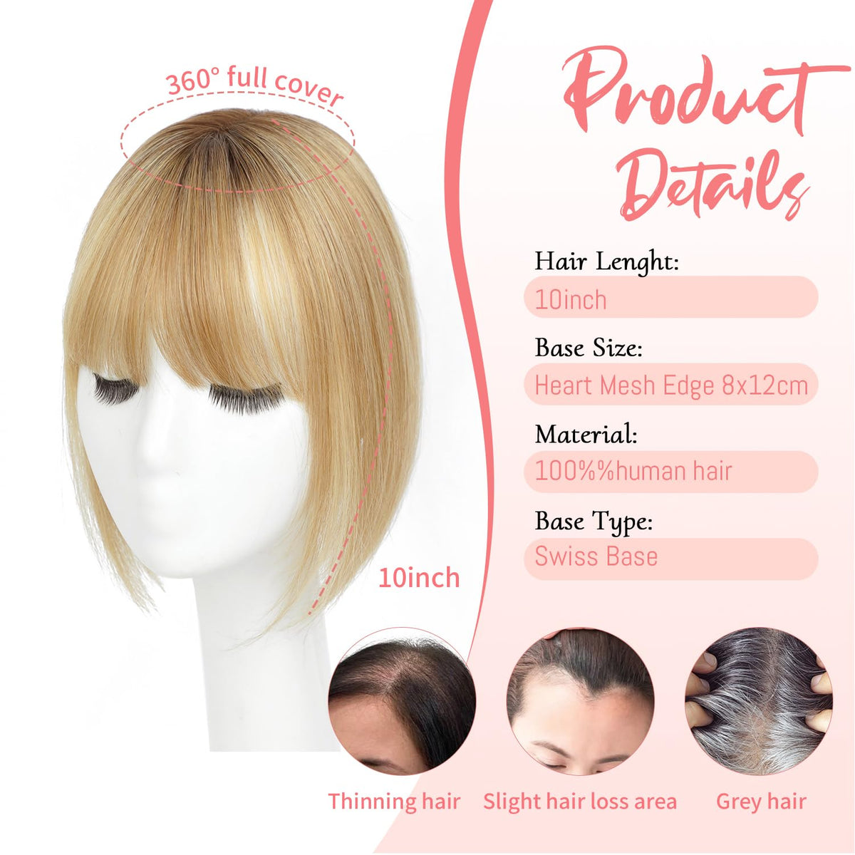 GULALUUK real human hair toppers in 3D design boost daily confidence.