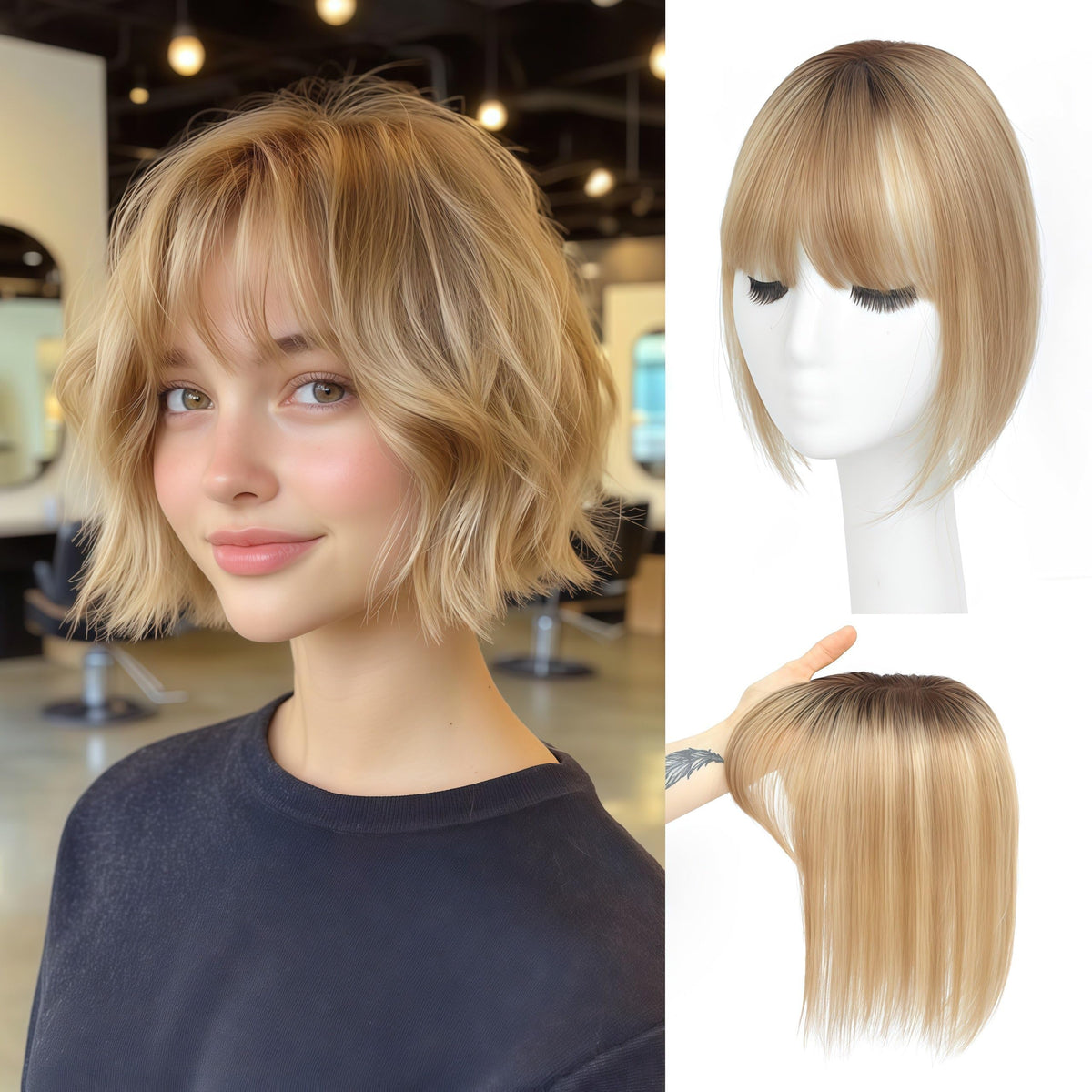 GULALUUK hair toppers with bangs offer natural-looking blend with Swiss base.