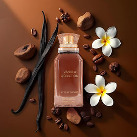 Gulf Orchid Vanilla Addiction bottle close-up highlighting premium notes.
