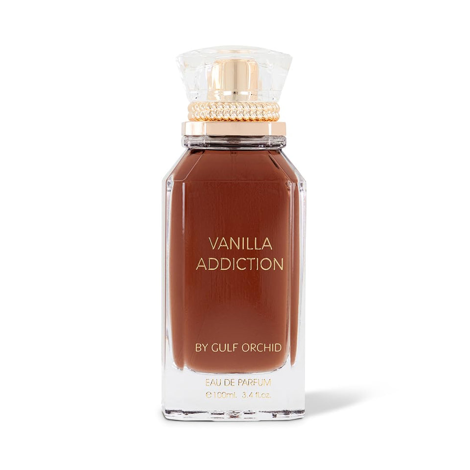 Gulf Orchid Vanilla Addiction bottle front view for daily fragrance.
