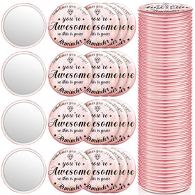 Gulfmew inspirational compact mirror in rose gold front view for on-the-go touch-ups.