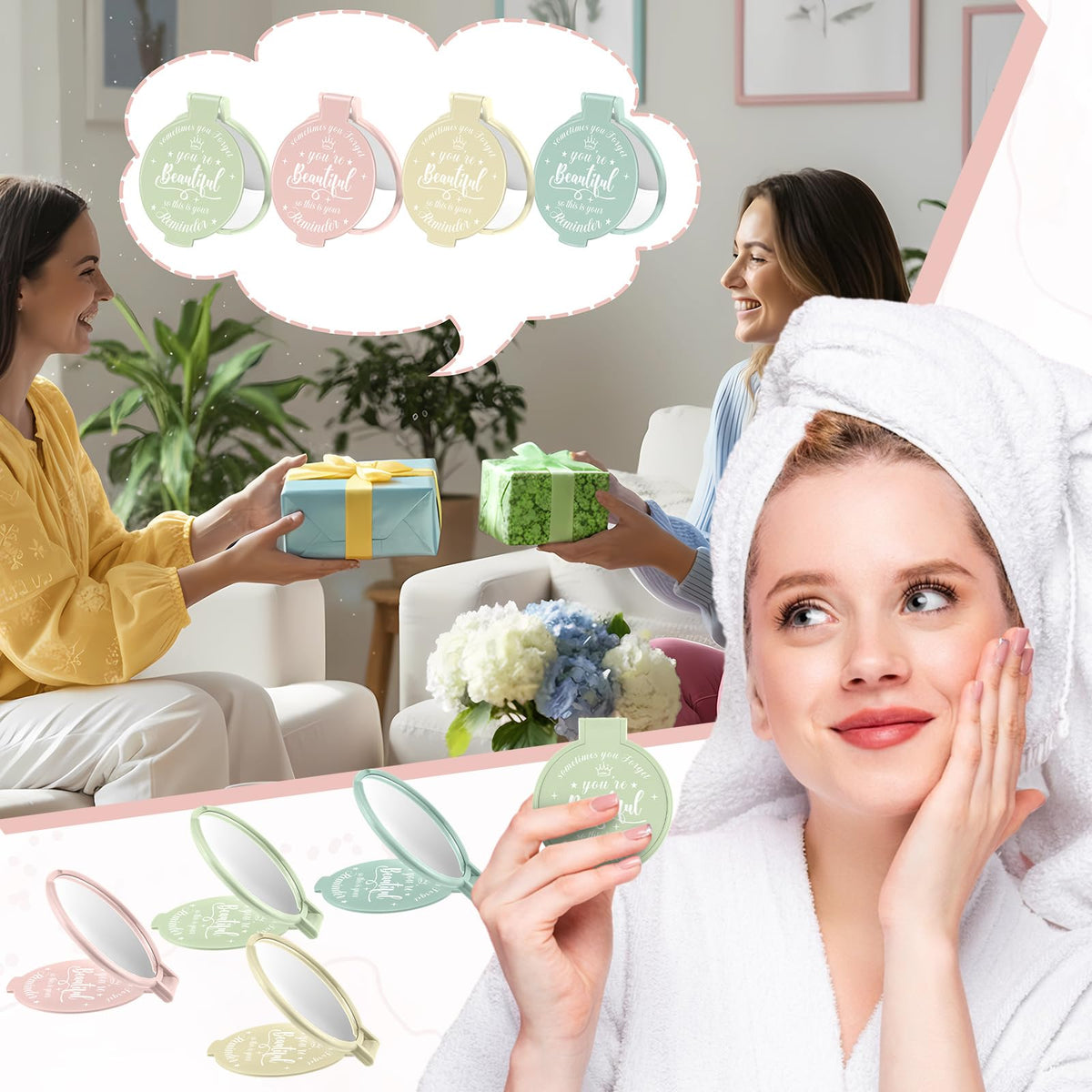 Gulfmew light color finish mirrors add a soft, elegant accessory