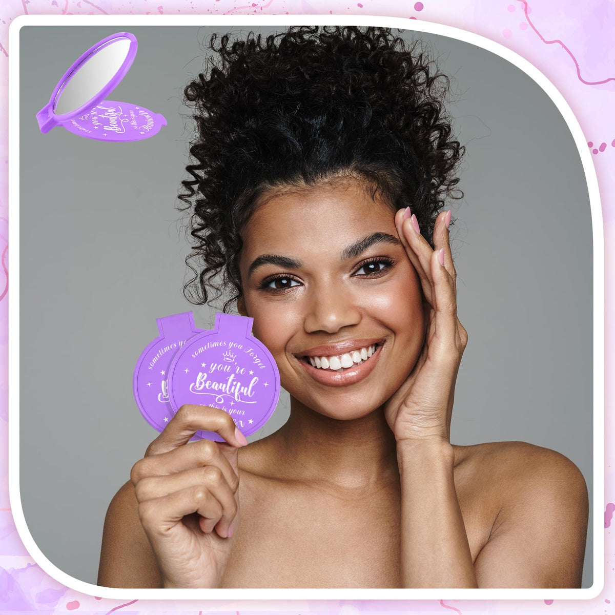 Gulfmew pocket mirror, 2.76-inch diameter, fits purses.