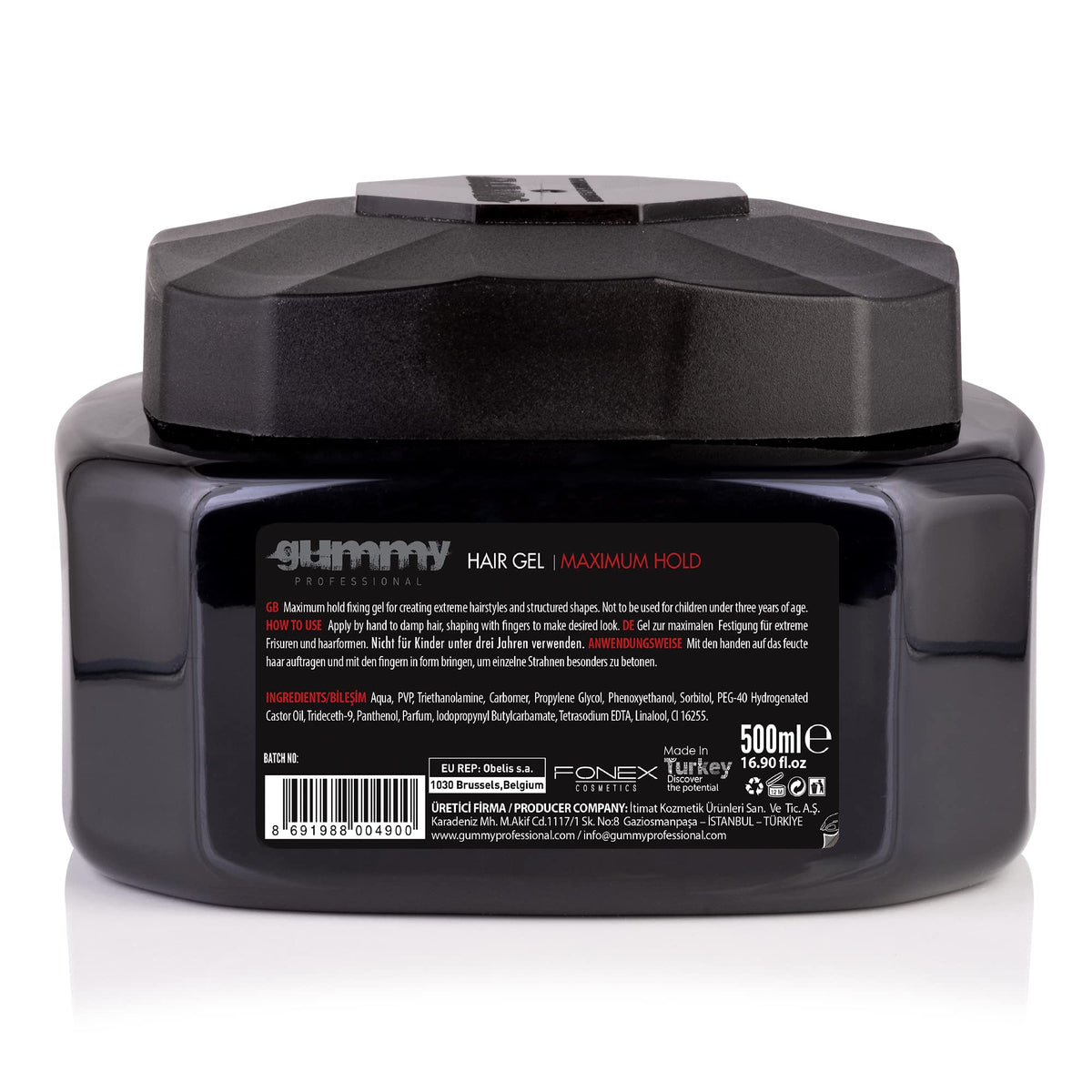 Gummy GU-GU101B gel being applied to shape hair into structured form.