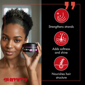 Gummy Hair Wax texture close-up demonstrates flexible, long-lasting hold for various styles.