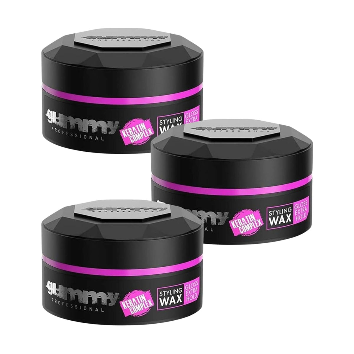 Gummy Professional Hair Wax pack 3 gloss finish offers strong hold and shine.