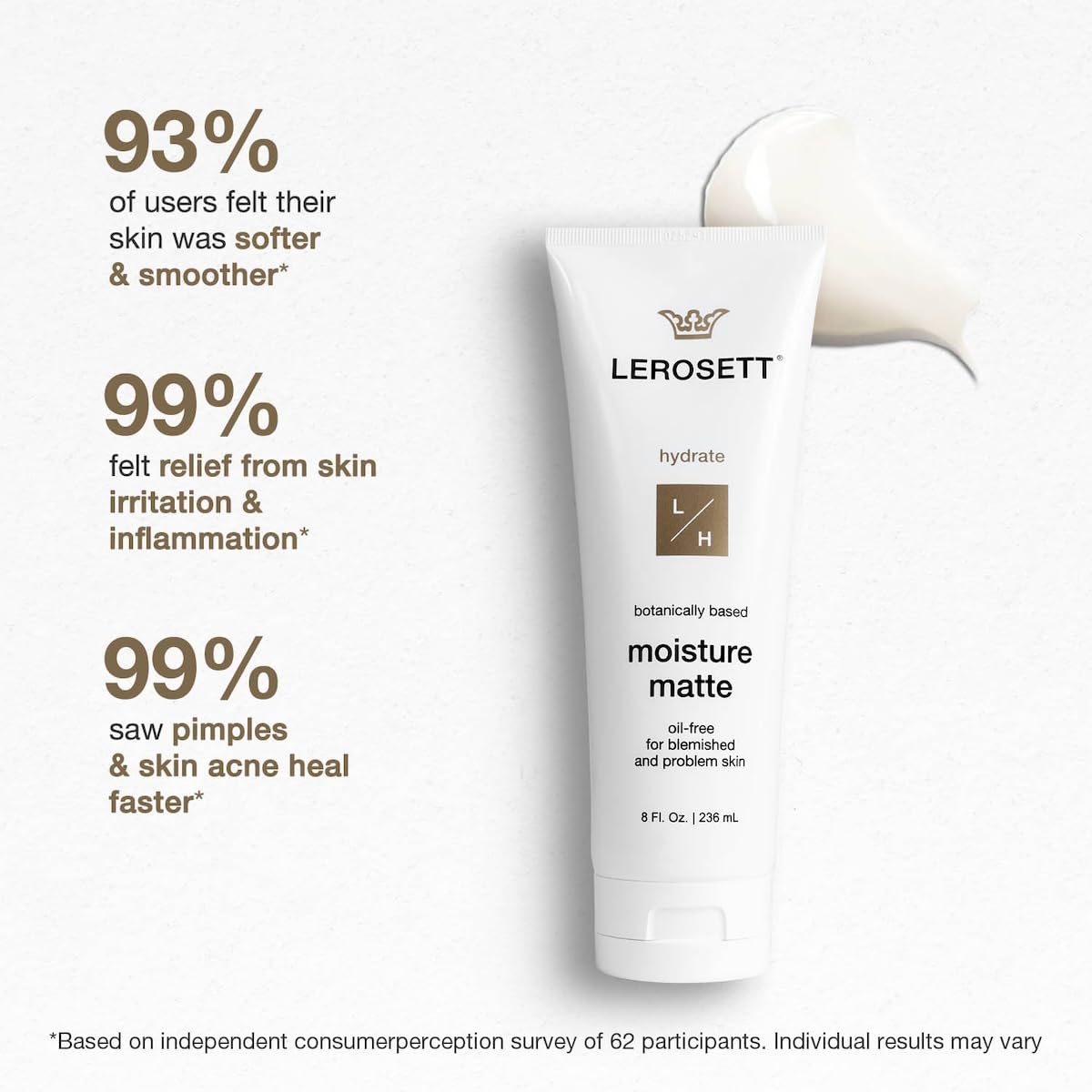 LEROSETT texture-matte-finish showing non-greasy skin after use