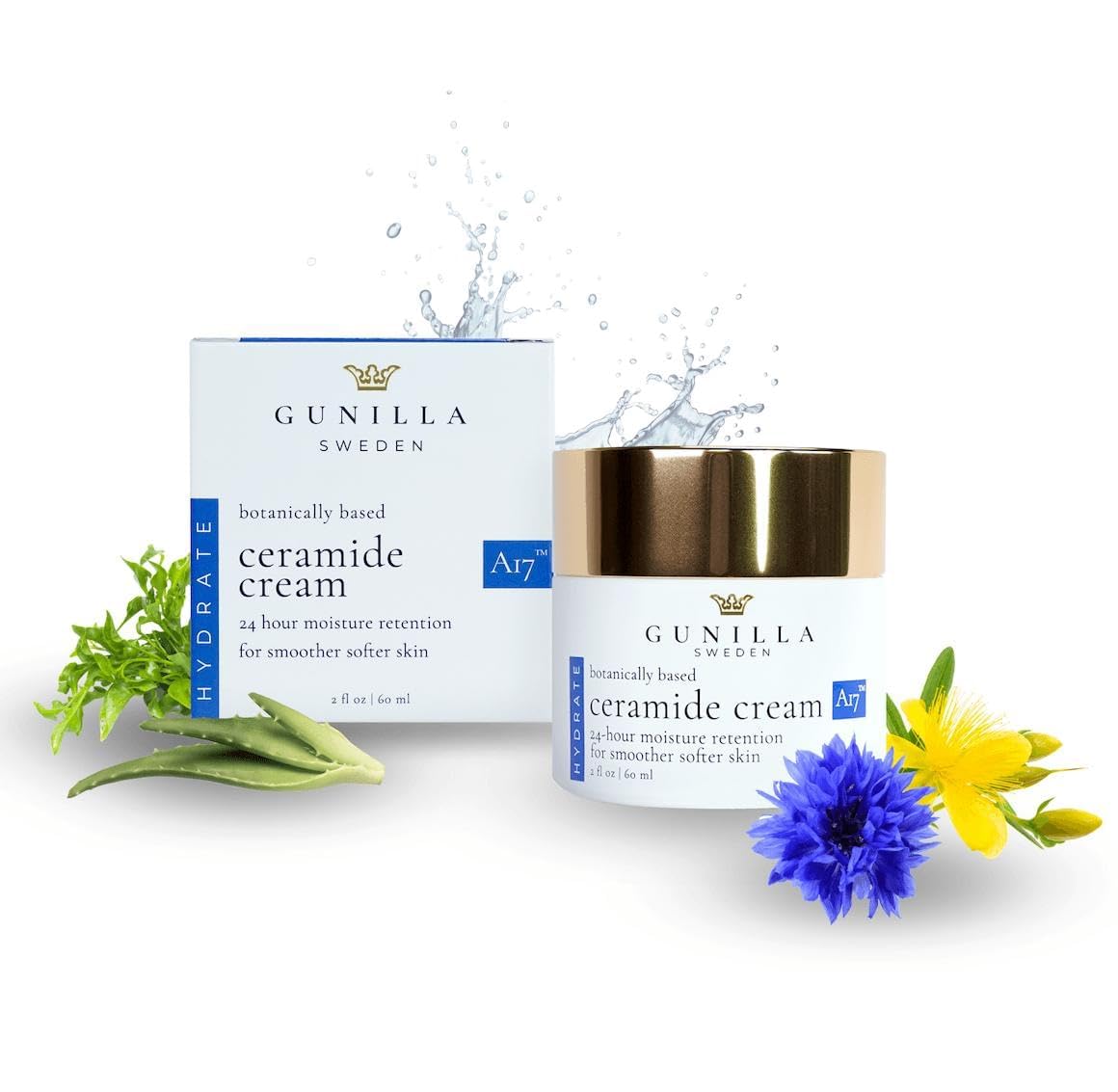 Texture swatch of GUNILLA Ceramide Cream A17 highlighting rich, non-greasy hydration