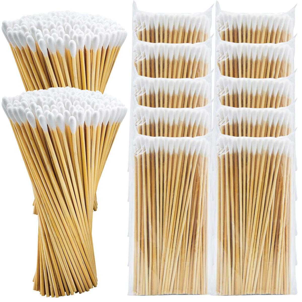Guntechkit 6-inch round-tip cotton swabs for precise makeup and careful cleaning tasks.