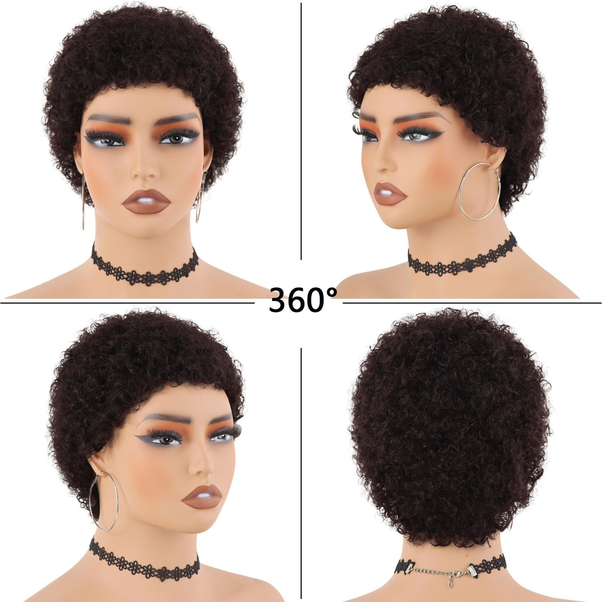 Guree Hair short curly wig side view showcases versatile styling options