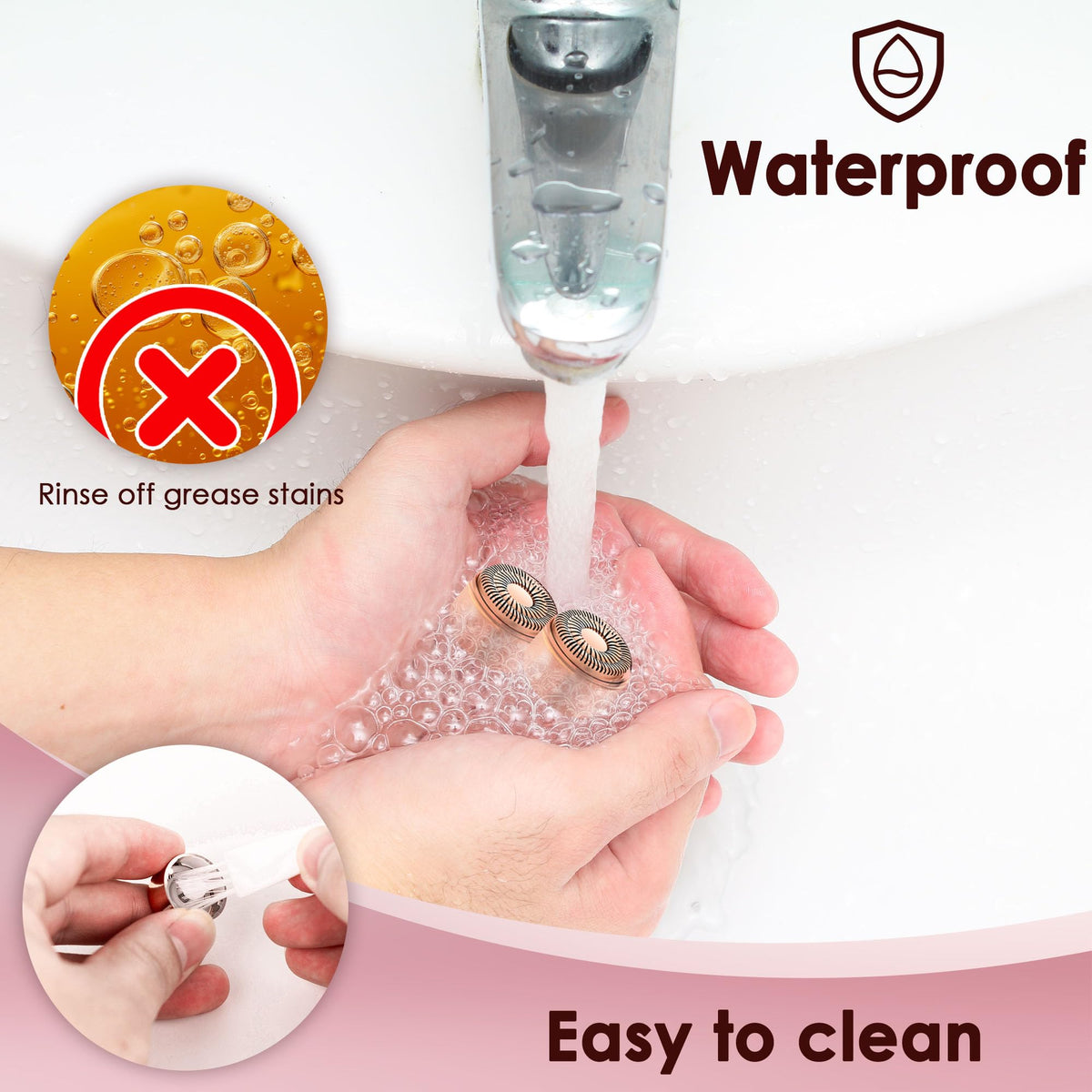 Gurelax cleaning brush beside heads for easy maintenance.