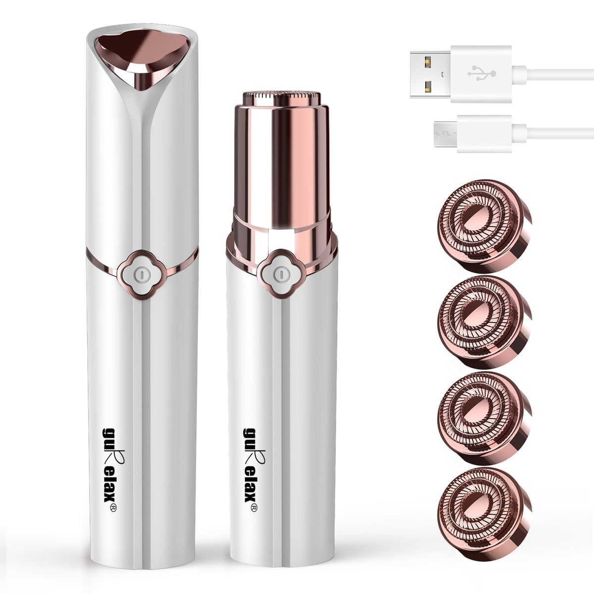 Gurelax facial hair remover on chin showing precise trimming for delicate contours.