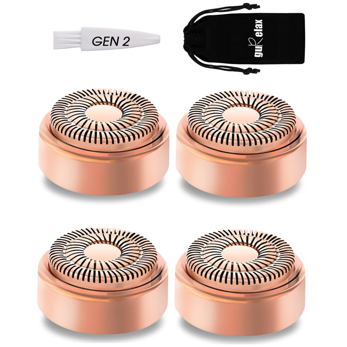 Gurelax Gen 2 replacement heads for facial hair remover showing precise compatibility