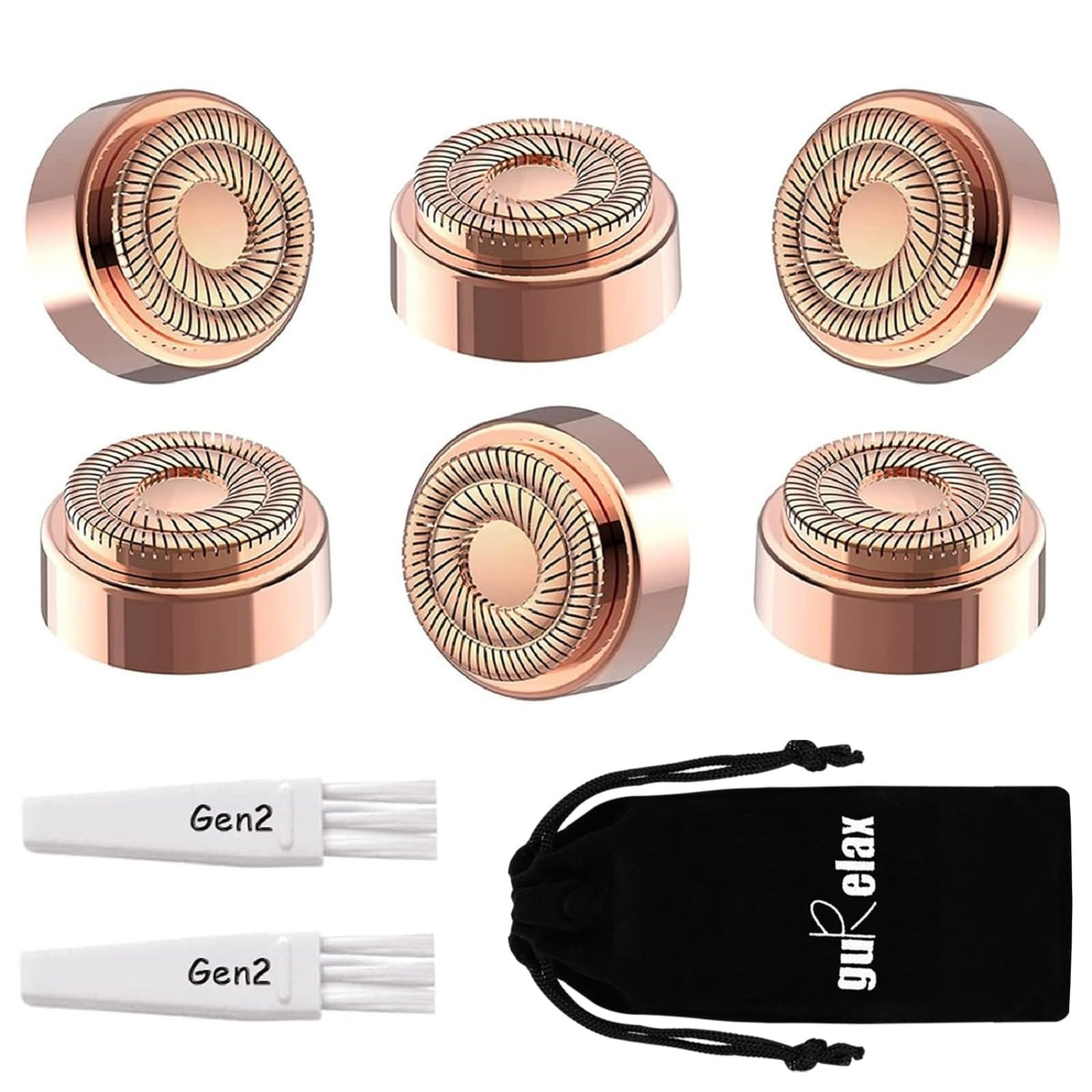 Gurelax Gen2 rose-gold replacement head close-up for smooth facial hair removal.