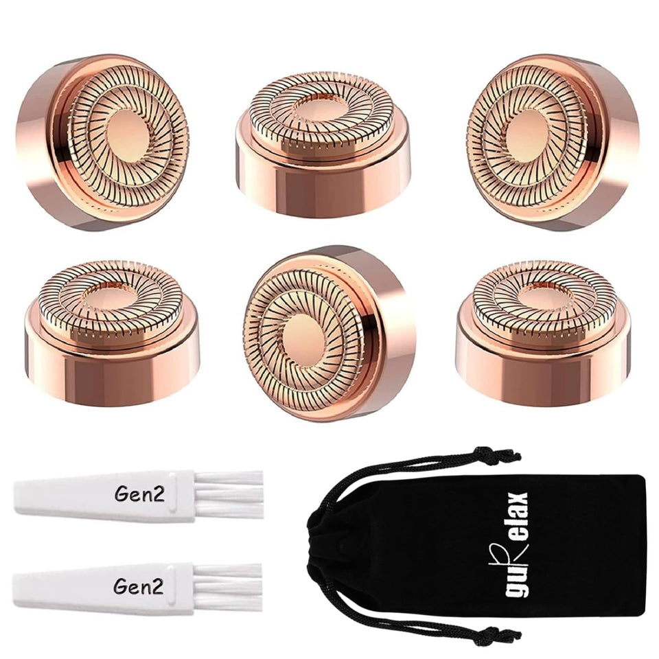 Gurelax Gen2 rose-gold replacement head close-up for smooth facial hair removal.