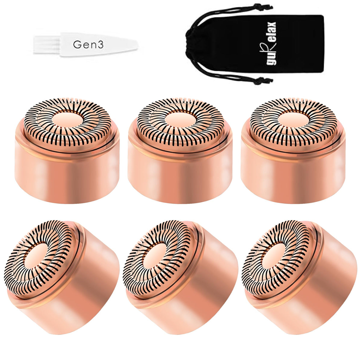 Gurelax Gen3 replacement head close-up with hypoallergenic 18K gold plating for sensitive skin.