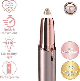 Gurelax compact-size trimmer fits easily in a purse for on-the-go grooming.