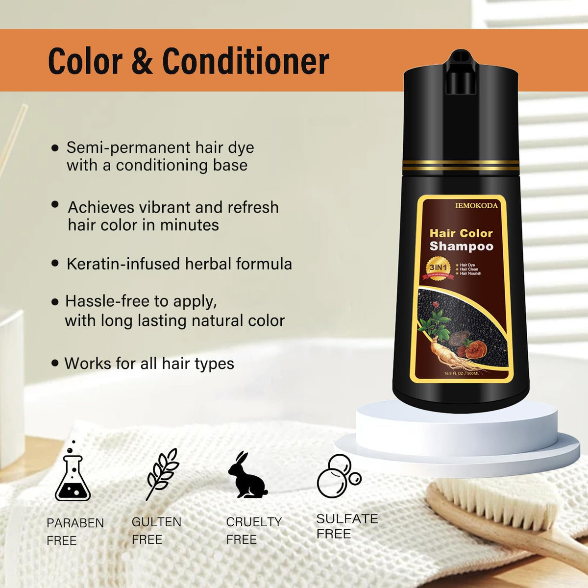 GURKOOYD 3-in-1 color shampoo pack demonstrates all-in-one care.