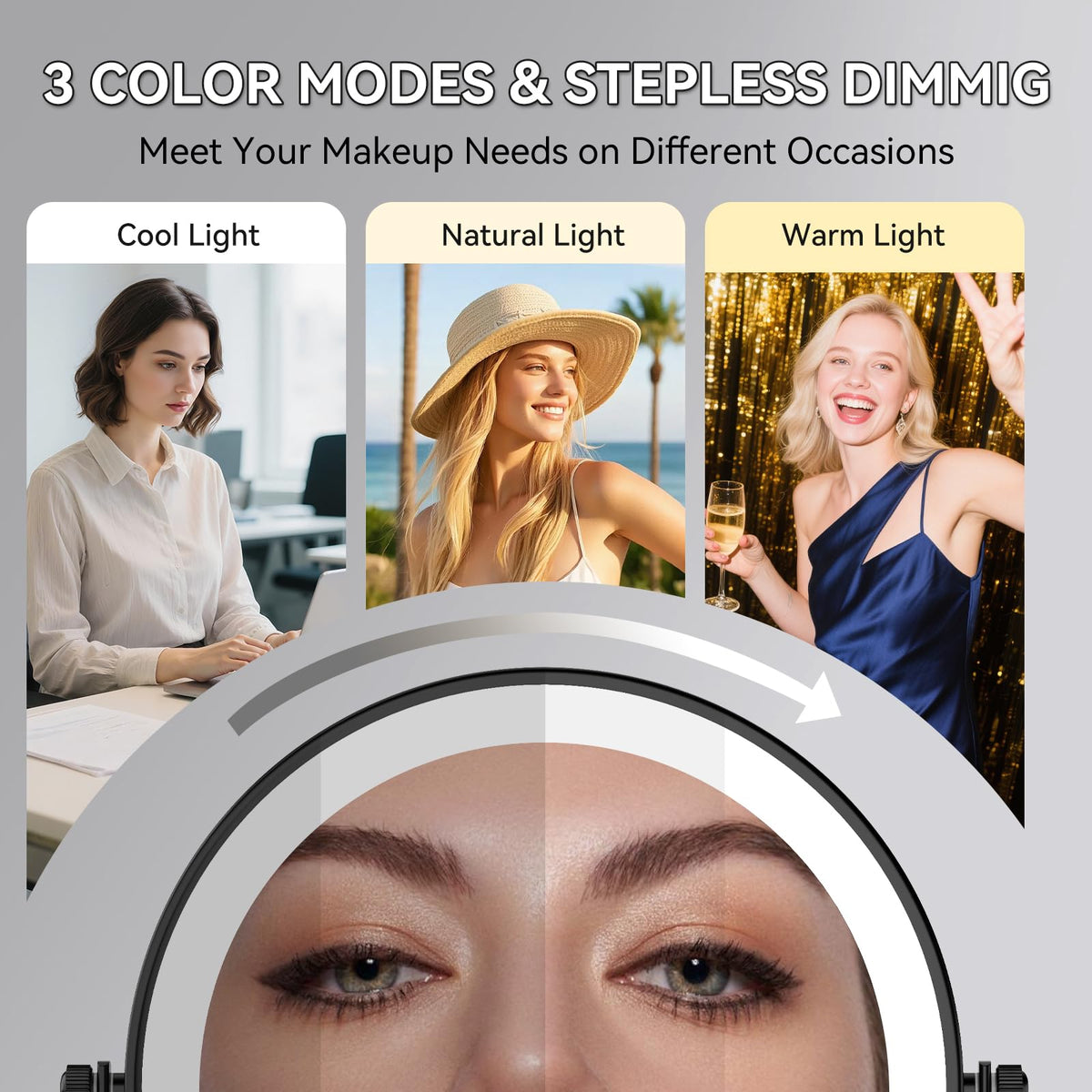 GURUN dual-sided mirror shows 1x and 20x magnification for detailed skincare