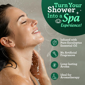 GuruNanda shower tablet dissolving action creates a long-lasting fragrance in the shower.